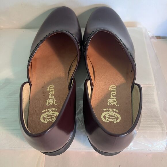 Evans Braid Hand Turned Sz 8 Leather Slippers Burgandy Vintage 1960 - Picture 4 of 11